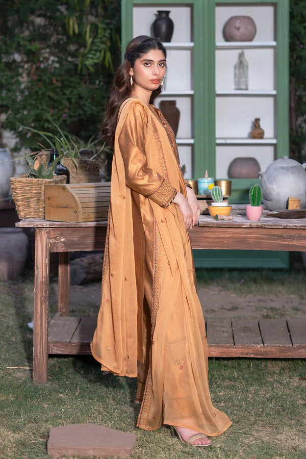 3PC - Embroidered Yarn Dyed Cotton Suit