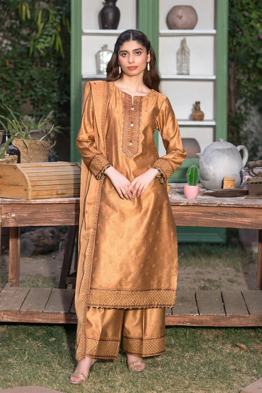 3PC - Embroidered Yarn Dyed Cotton Suit