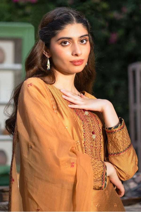 3PC - Embroidered Yarn Dyed Cotton Suit
