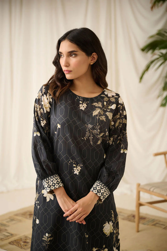 Black Digital Printed Kurta
