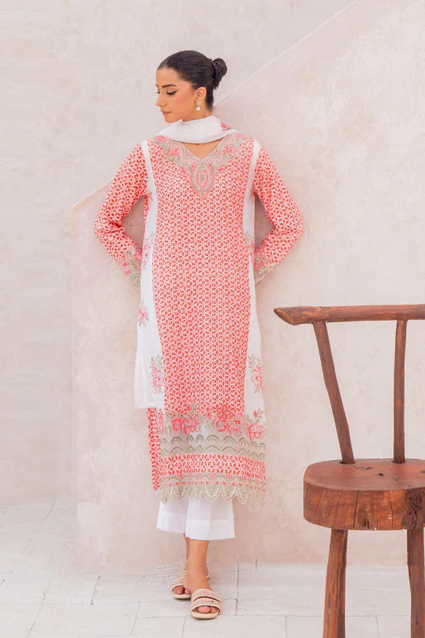 3PC - Embroidered Chickan Kari Suit