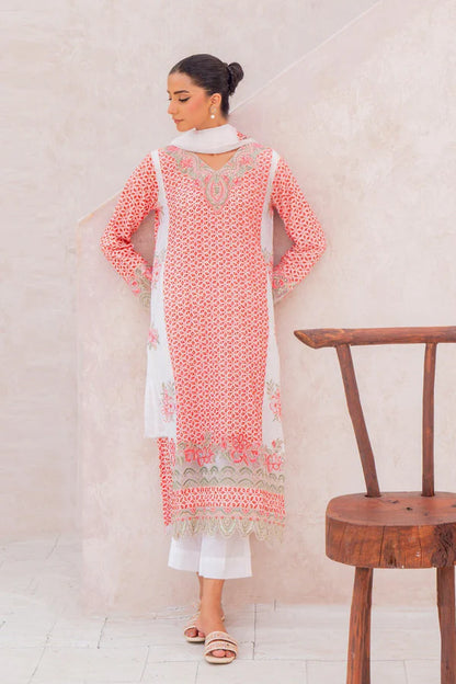 3PC - Embroidered Chickan Kari Suit