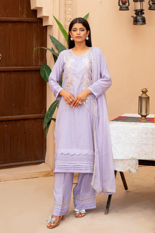 2PC - Embroidered Paper Cotton Suit