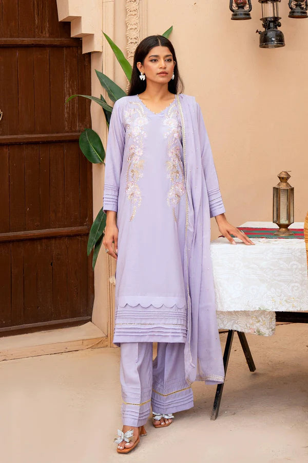 2PC - Embroidered Paper Cotton Suit